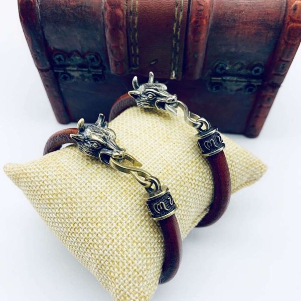 cow leather bracelet men's zodiac ox brass bracelet outer bohemian style, Black
cow leather bracelet men's zodiac ox brass bracelet outer bohemian style, Black