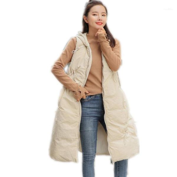 women winter vest 2021 design down cotton a-line waistcoat female hooded loose thicken warm q9281, Black;white
women winter vest 2021 design down cotton a-line waistcoat female hooded loose thicken warm q9281, Black;white