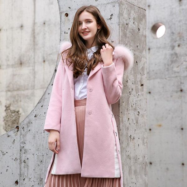 women's wool & blends korean fashion fur hooded trench coat for women streetwear office lady trenchcoat vintage pink winter, Black
women's wool & blends korean fashion fur hooded trench coat for women streetwear office lady trenchcoat vintage pink winter, Black