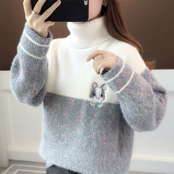 2021 new autumn winter women turtleneck knitted sweaters casual long sleeve high neck jumpers cartoon patchwork ladies knitwear pullovers jt, White;black
2021 new autumn winter women turtleneck knitted sweaters casual long sleeve high neck jumpers cartoon patchwork ladies knitwear pullovers jt, White;black