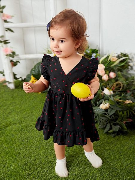 baby confetti heart print flutter sleeve overlap collar ruffle hem dress she, Red;yellow
baby confetti heart print flutter sleeve overlap collar ruffle hem dress she, Red;yellow