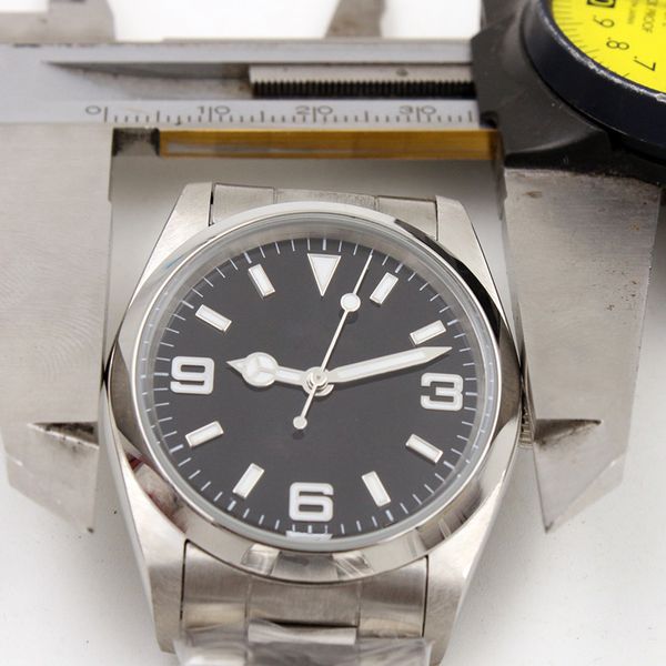 36mm stainless markers watch automatic mens index watches simple black dial bracelet arabic with number and hour steel jchjt, Silver
36mm stainless markers watch automatic mens index watches simple black dial bracelet arabic with number and hour steel jchjt, Silver