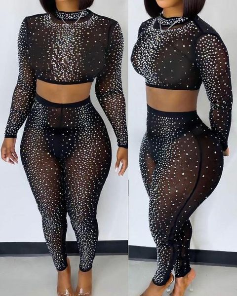 women's two piece pants xizou sheer mesh set long sleeve crop & ladies club rhinestone decor outfit 2021, White
women's two piece pants xizou sheer mesh set long sleeve crop & ladies club rhinestone decor outfit 2021, White