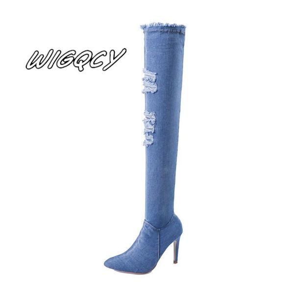 dress shoes cowboy spring and autumn women's fashion trend knee zipper high heels female brand designer design hole denim heel, Black
dress shoes cowboy spring and autumn women's fashion trend knee zipper high heels female brand designer design hole denim heel, Black