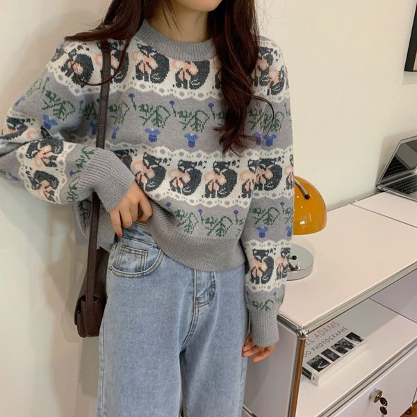 autumn and winter 20 new korean loose contrast color thickened little fox cocoon sweater female, White
autumn and winter 20 new korean loose contrast color thickened little fox cocoon sweater female, White