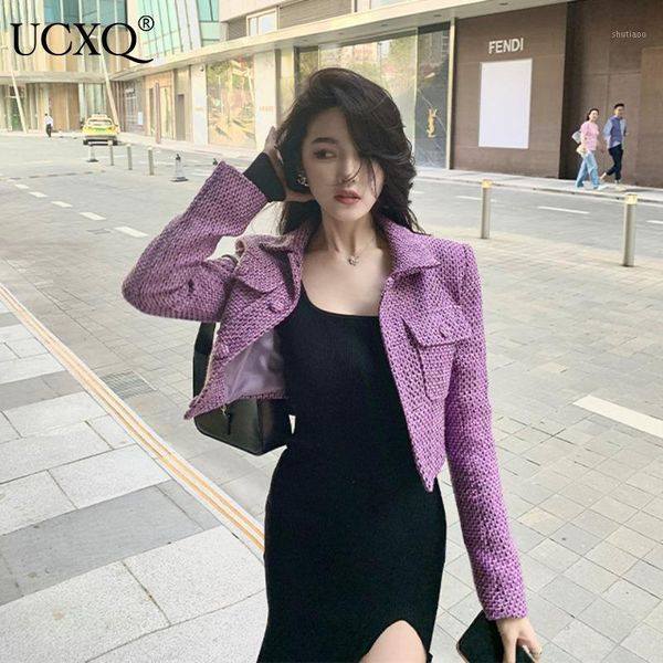 women's wool & blends ucxq woman tweed jacket purple lapel collar short long sleeve slim french ladies vintage style 2021 autumn fashio, Black
women's wool & blends ucxq woman tweed jacket purple lapel collar short long sleeve slim french ladies vintage style 2021 autumn fashio, Black