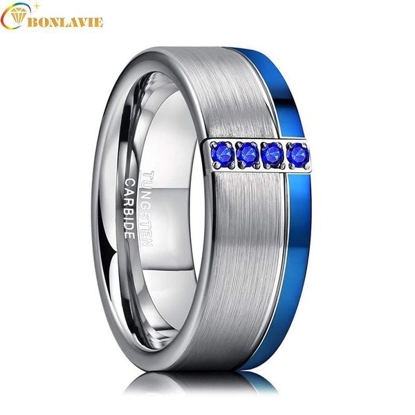 wedding rings 2021 valentine's day gift for men trendy silver frosted blue strip surface zircon carbide tungsten steel ring men's, Slivery;golden 
wedding rings 2021 valentine's day gift for men trendy silver frosted blue strip surface zircon carbide tungsten steel ring men's, Slivery;golden