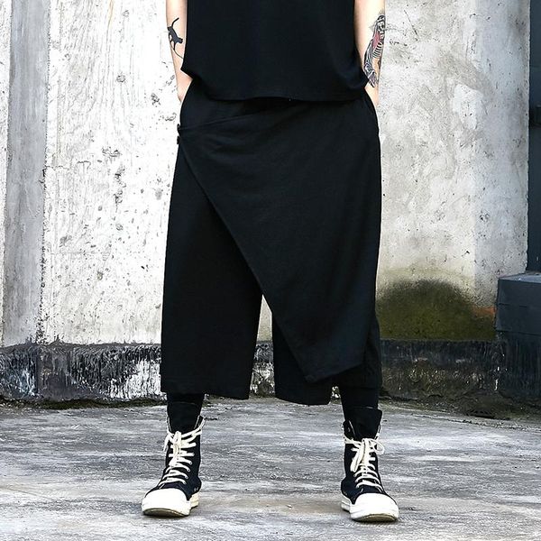 men's pants spring and autumn irregular laminated design dark loose casual wide-leg trousers skirt, Black
men's pants spring and autumn irregular laminated design dark loose casual wide-leg trousers skirt, Black