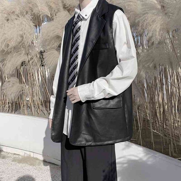 men's vests spring leather vest fashion casual motorcycle jacket men streetwear korean style loose coat mens nr39, Black;white
men's vests spring leather vest fashion casual motorcycle jacket men streetwear korean style loose coat mens nr39, Black;white