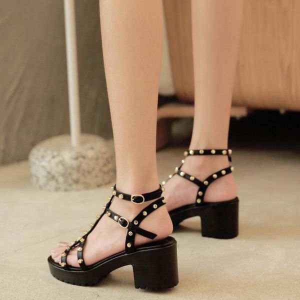 sandals rivet peep toe buckle strap platform punk shoes chunky heel light weight comfort demonia for women summer, Black
sandals rivet peep toe buckle strap platform punk shoes chunky heel light weight comfort demonia for women summer, Black