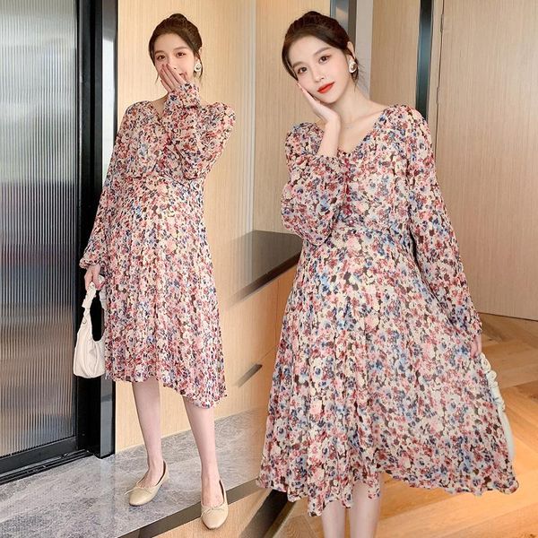 maternity dresses 2021 spring floral printed chiffon dress v neck slim waist clothes for pregnant women elegant chic ins pregnancy, White
maternity dresses 2021 spring floral printed chiffon dress v neck slim waist clothes for pregnant women elegant chic ins pregnancy, White
