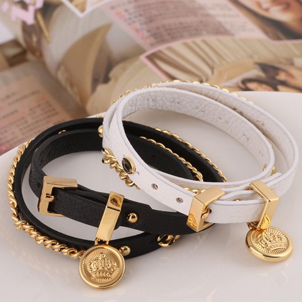 bangles bracelet double layer leather belt round crown pendant buckle women's accessories m, Black
bangles bracelet double layer leather belt round crown pendant buckle women's accessories m, Black