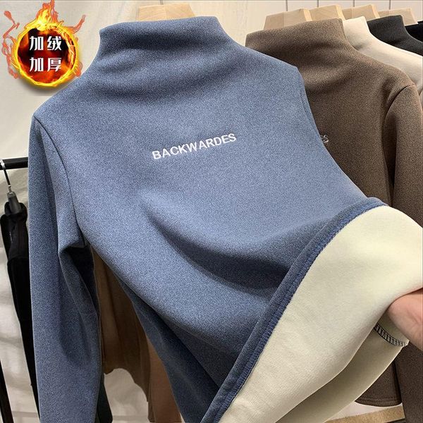 women's t-shirt woman tshirts winter coat embroidered long-sleeved with turtleneck mujer camisetas, White
women's t-shirt woman tshirts winter coat embroidered long-sleeved with turtleneck mujer camisetas, White