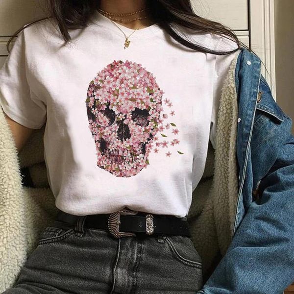 women clothing clothes graphic aesthetic skull floral mujer camisetas print halloween tees female t shirt womens t-shirt, White
women clothing clothes graphic aesthetic skull floral mujer camisetas print halloween tees female t shirt womens t-shirt, White