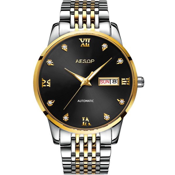 aesop brand luxury men automatic sapphire clock stainless steel waterproof business sport man mechanical, Slivery;brown
aesop brand luxury men automatic sapphire clock stainless steel waterproof business sport man mechanical, Slivery;brown