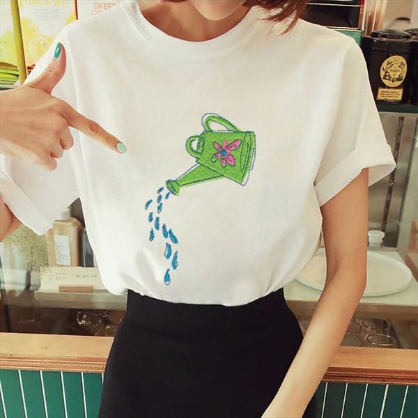 spring summer fashion high street womens t shirt watering can cute print 90s graphic harajuku tee femme, White
spring summer fashion high street womens t shirt watering can cute print 90s graphic harajuku tee femme, White