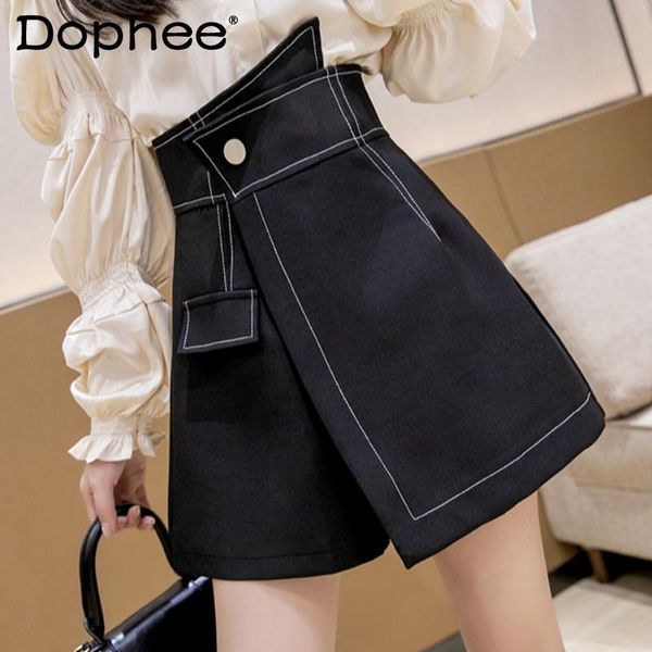 women's shorts korean fashion irregular patchwork skirt women 2021 spring summer high waist slim casual a- line suit faldas de mujer, White;black
women's shorts korean fashion irregular patchwork skirt women 2021 spring summer high waist slim casual a- line suit faldas de mujer, White;black