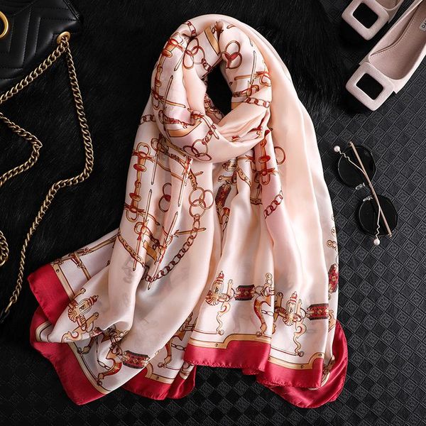 scarves women imitation silk scarf retro chain print shawls office lady soft wraps female headscarf beach towel gift 90x180cm, Blue;gray
scarves women imitation silk scarf retro chain print shawls office lady soft wraps female headscarf beach towel gift 90x180cm, Blue;gray