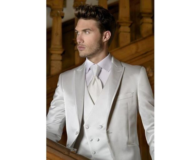 men's suits & blazers latest arrival wedding jacket italian ivory satin double-breasted vest suit pants (coat+pants+vest), White;black
men's suits & blazers latest arrival wedding jacket italian ivory satin double-breasted vest suit pants (coat+pants+vest), White;black