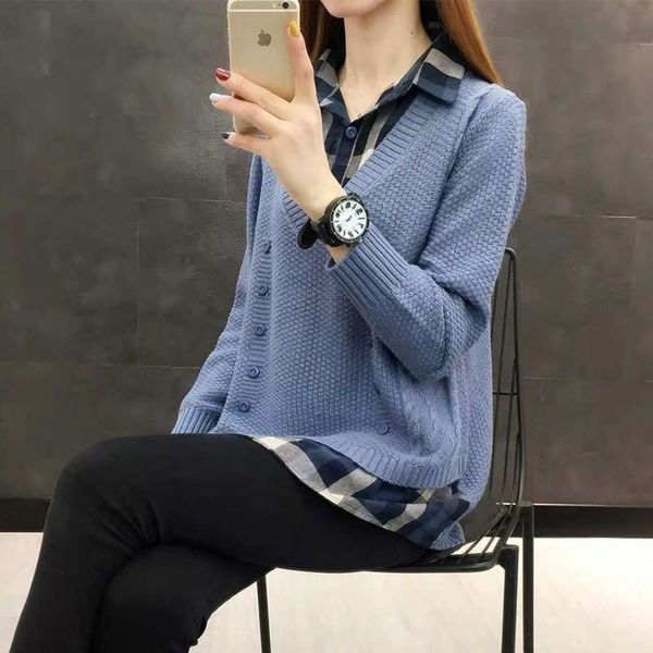 sweater and autumn new very fairy 2020 spring shirt collar fake two women's korean version loose knit bottomed luxury, White;black
sweater and autumn new very fairy 2020 spring shirt collar fake two women's korean version loose knit bottomed luxury, White;black