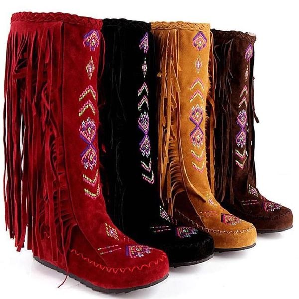 boots quality fringe mid-calf square heel fashion women shoes mixed-color modern comfy western, Black
boots quality fringe mid-calf square heel fashion women shoes mixed-color modern comfy western, Black