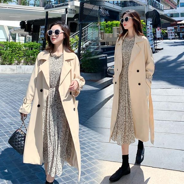 women's trench coats women solid classic white black long coat with belt 2021 autumn elegant female outwear windbreak, Tan;black
women's trench coats women solid classic white black long coat with belt 2021 autumn elegant female outwear windbreak, Tan;black