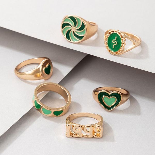 wedding rings 6pcs fashion creative cute windmill snake-shaped love heart ring retro dripping metal ladies party jewelry, Slivery;golden
wedding rings 6pcs fashion creative cute windmill snake-shaped love heart ring retro dripping metal ladies party jewelry, Slivery;golden