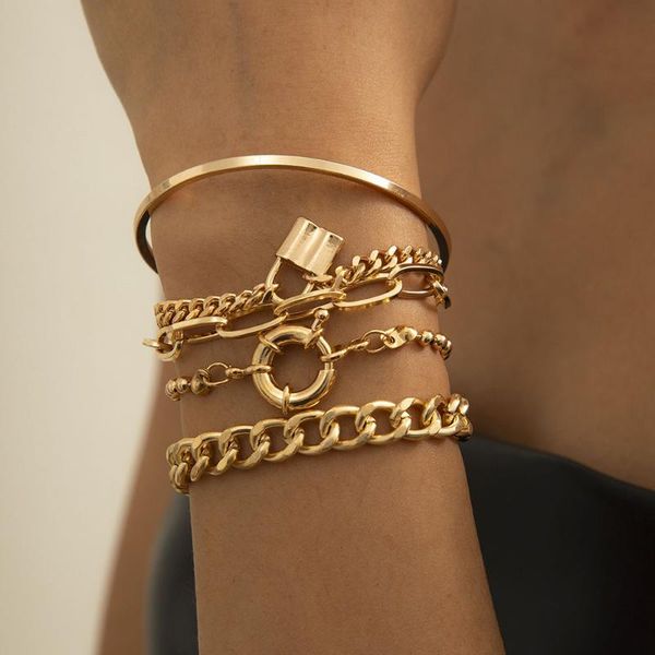link, chain five-piece suit women bracelets punk hip hop style lock jewelry mixed multi- geometric round buckle bracelet gift, Black
link, chain five-piece suit women bracelets punk hip hop style lock jewelry mixed multi- geometric round buckle bracelet gift, Black