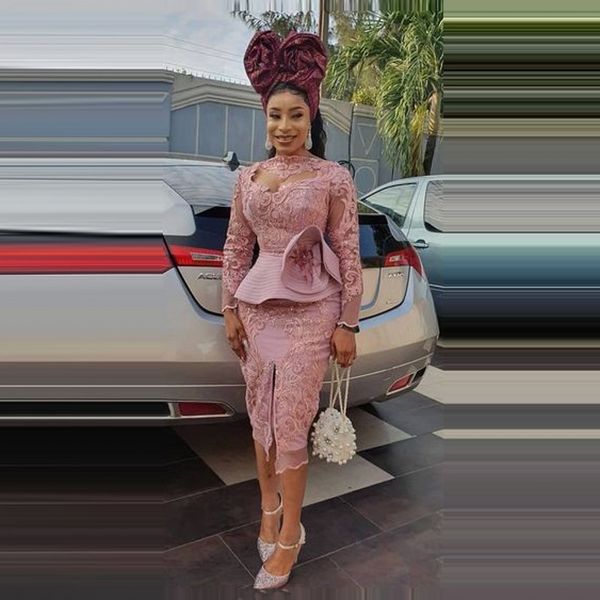 aso ebi pink evening dresses midi vestido longo lace illusion applique abiye sheath split prom gowns, Black;red
aso ebi pink evening dresses midi vestido longo lace illusion applique abiye sheath split prom gowns, Black;red