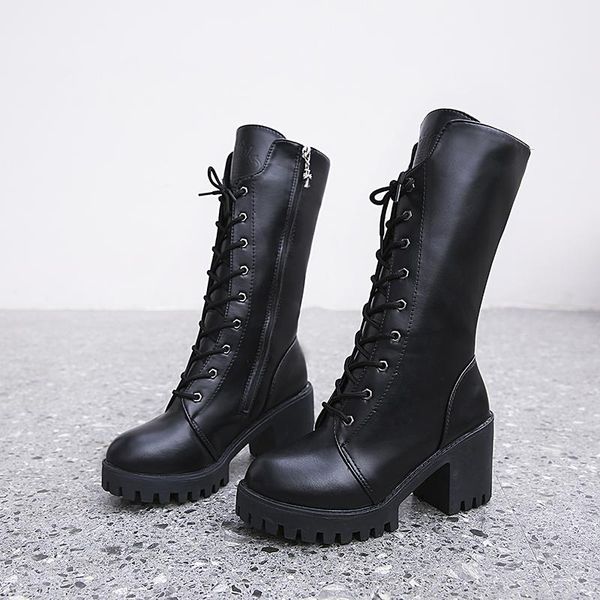 boots winter military riding combat women knee high laceup patent leather short plush thick heel rivets botas muje pu, Black
boots winter military riding combat women knee high laceup patent leather short plush thick heel rivets botas muje pu, Black
