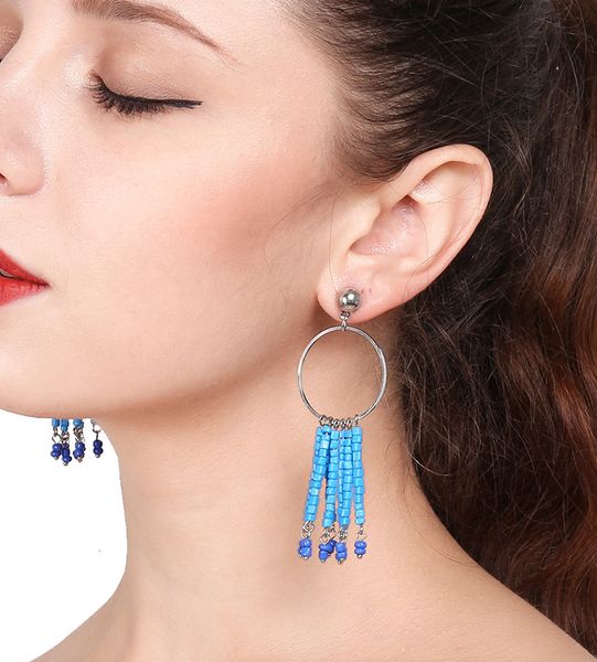 jewelry fashion korean style versatile bright color rice bead tassel handmade earrings b0623, Silver
jewelry fashion korean style versatile bright color rice bead tassel handmade earrings b0623, Silver