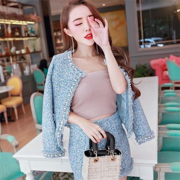 two piece dress female autumn winter long-sleeved tweed suit skirt woolen elegant jacket+ short two-piece women's sets, White
two piece dress female autumn winter long-sleeved tweed suit skirt woolen elegant jacket+ short two-piece women's sets, White