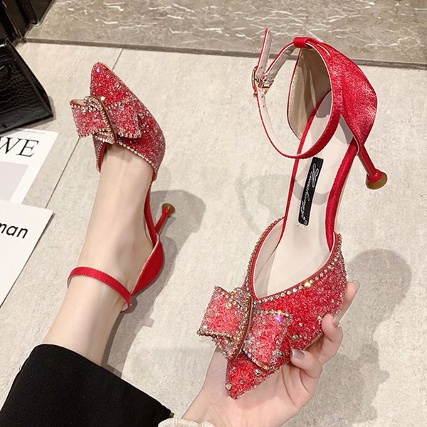 women dress shoes bling high heels pointed toe pumps 2021 summer bow ankle strap sandals crystal thin heel sandalias mujer 8974ndress shoes, Black
women dress shoes bling high heels pointed toe pumps 2021 summer bow ankle strap sandals crystal thin heel sandalias mujer 8974ndress shoes, Black