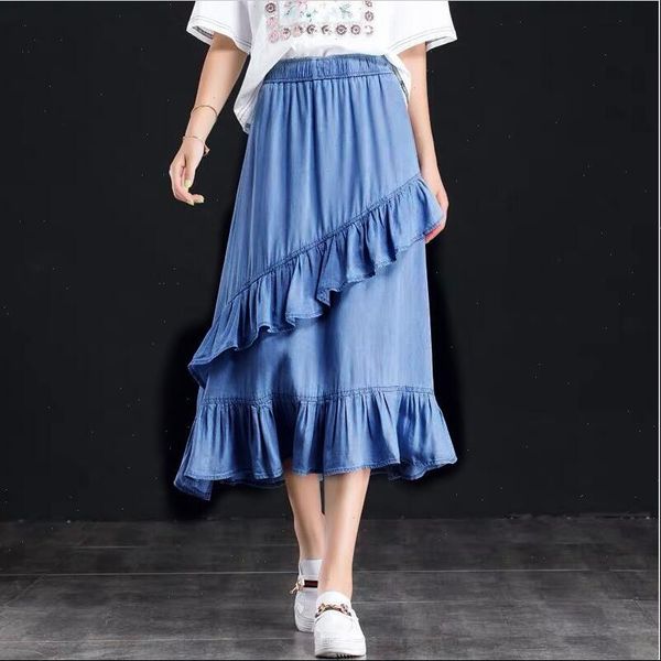 elastic waist summer women denim skirts ruffles ladies solid color holiday skirts girl jeans skirts plus size m 7xl, Black
elastic waist summer women denim skirts ruffles ladies solid color holiday skirts girl jeans skirts plus size m 7xl, Black