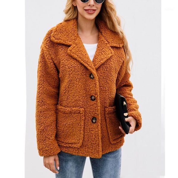 women's wool & blends 2021 autumn and winter women solid color button lapel pocket woolen coat high street all-match wm*, Black
women's wool & blends 2021 autumn and winter women solid color button lapel pocket woolen coat high street all-match wm*, Black