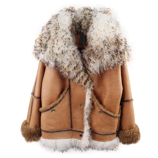 women's fur & faux genuine mongolia sheep collar coats warm female jacket autumn winter clothes women 2021 ropa de mujer zjt901, Black
women's fur & faux genuine mongolia sheep collar coats warm female jacket autumn winter clothes women 2021 ropa de mujer zjt901, Black
