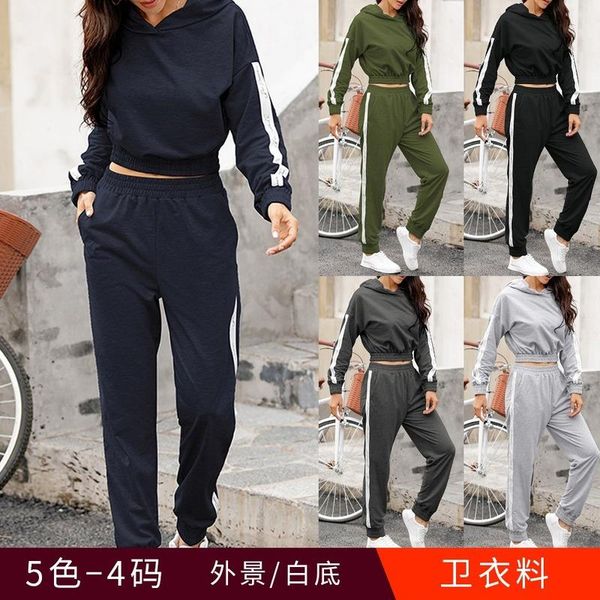 women autumn winter hooded sweatshirt splicing sweater solid color long sleeve sports suit women's pantsuit casual 2 piece set, White
women autumn winter hooded sweatshirt splicing sweater solid color long sleeve sports suit women's pantsuit casual 2 piece set, White