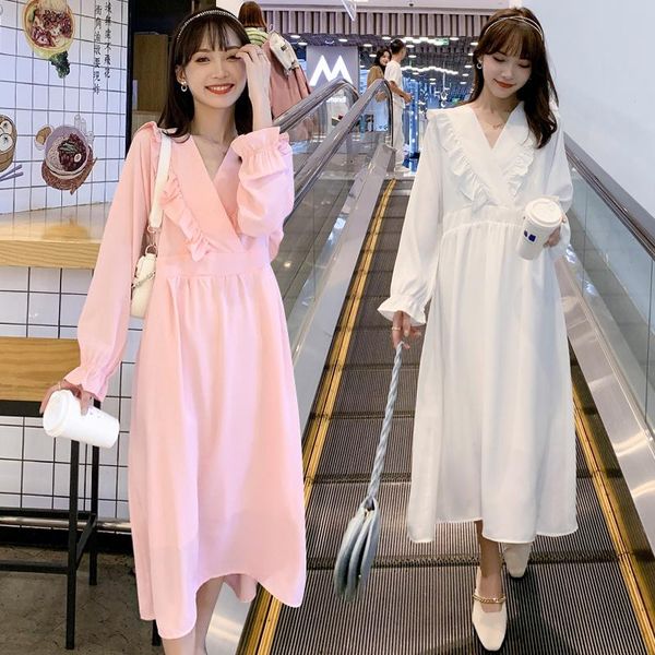 maternity dresses 9016# dress long sleeves midi cotton v neck plus size pregnancy loose large pregnant woman, White
maternity dresses 9016# dress long sleeves midi cotton v neck plus size pregnancy loose large pregnant woman, White