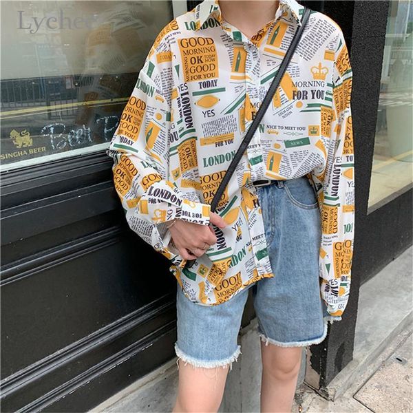women's blouses & shirts lychee harajuku letter print women shirt blouse spring oversize buttons lady loose full casual female, White
women's blouses & shirts lychee harajuku letter print women shirt blouse spring oversize buttons lady loose full casual female, White