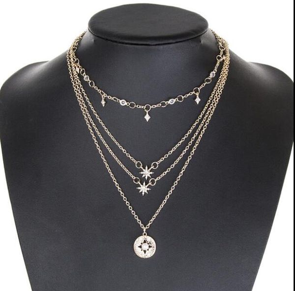 european american explosive jewelry bohemian creative diamondstudded star disc pendant womens necklace sweater chain accessories, Silver
european american explosive jewelry bohemian creative diamondstudded star disc pendant womens necklace sweater chain accessories, Silver