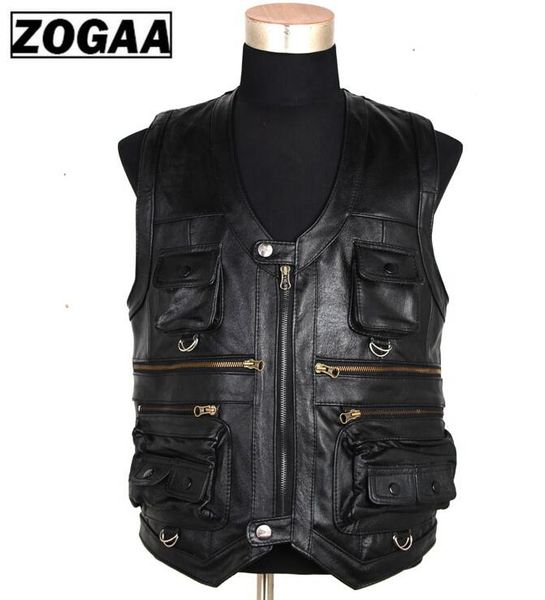 men's vests zogaa waistcoat genuine leather reporters suit more than pocket quinquagenarian men cow vest, Black;white
men's vests zogaa waistcoat genuine leather reporters suit more than pocket quinquagenarian men cow vest, Black;white