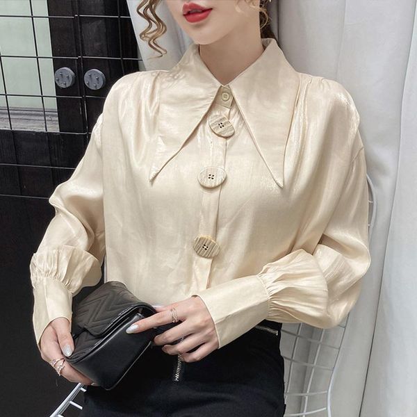 women's blouses & shirts design niche women lantern sleeves and big buttons satin blouse patchwork pleated fashion korean office sweet, White
women's blouses & shirts design niche women lantern sleeves and big buttons satin blouse patchwork pleated fashion korean office sweet, White