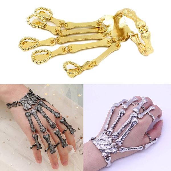 link, chain punk gothic skull bracelet hand bone bangles flexible metal bracelets for women men nightclub party hip hop jewelry, Black
link, chain punk gothic skull bracelet hand bone bangles flexible metal bracelets for women men nightclub party hip hop jewelry, Black