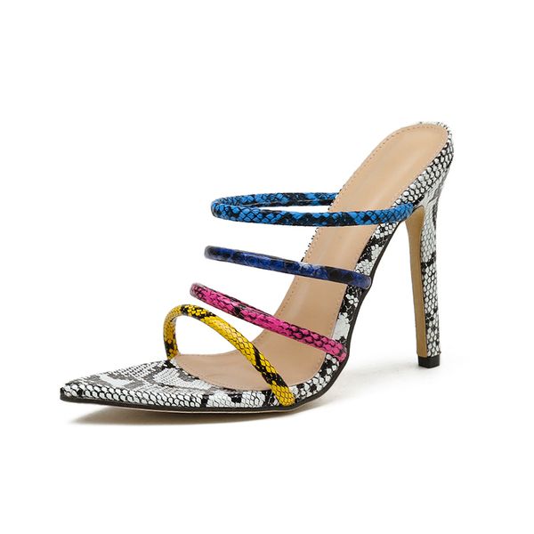2021 new summer woman fashion snake print women mules slippers high heels sandals pointed toe party ladies shoes dmi8, Black
2021 new summer woman fashion snake print women mules slippers high heels sandals pointed toe party ladies shoes dmi8, Black
