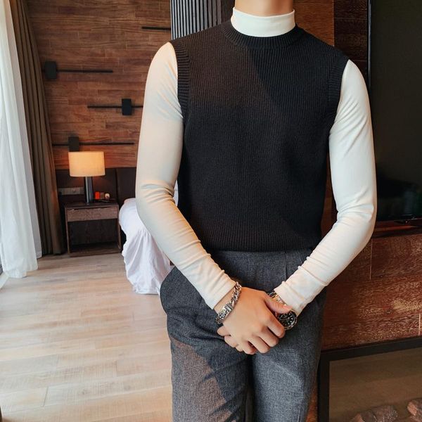 men's vests 2021 autumn winter sweater vest men sleeveless knitted solid color casual slim o-neck business social clothing, Black;white
men's vests 2021 autumn winter sweater vest men sleeveless knitted solid color casual slim o-neck business social clothing, Black;white