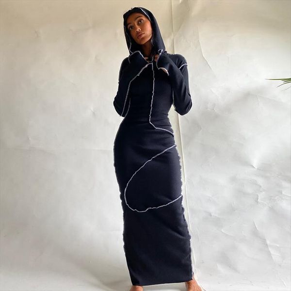style casual close fitting maxi womens dresses patchwork long sleeve hooded skinny spring outfits, Black;gray
style casual close fitting maxi womens dresses patchwork long sleeve hooded skinny spring outfits, Black;gray