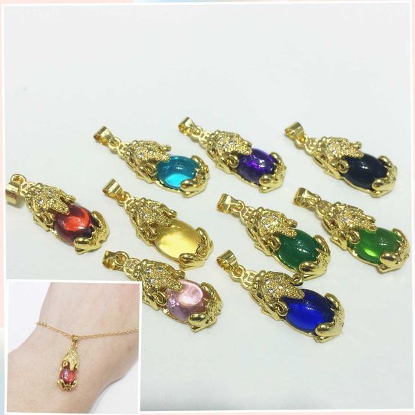 color preserving brass plated with gold 3d multicolor corundum zircon malay jade peiqiu pendant necklace, Silver
color preserving brass plated with gold 3d multicolor corundum zircon malay jade peiqiu pendant necklace, Silver