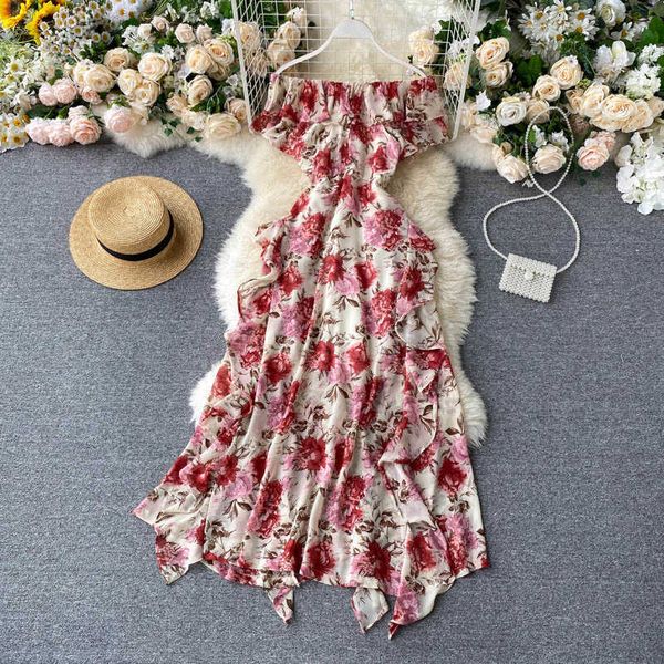 bohemian irregular floral long dress women vacation beach short sleeve ruffle chiffon vestidos female high waist robe summer y0603, Black;gray
bohemian irregular floral long dress women vacation beach short sleeve ruffle chiffon vestidos female high waist robe summer y0603, Black;gray