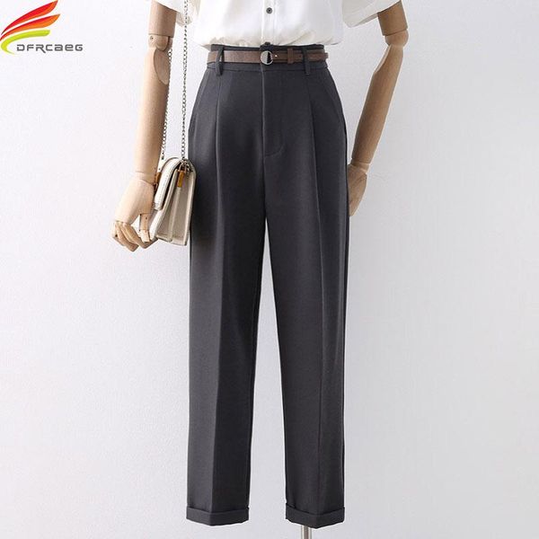 women's pants & capris 2021 autumn winter suits belt korean fashion ladies trousers khaki gray or black office wear women, Black;white
women's pants & capris 2021 autumn winter suits belt korean fashion ladies trousers khaki gray or black office wear women, Black;white