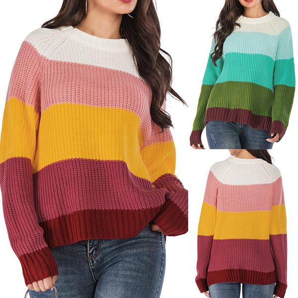 women's sweaters striped contrast fashion pullover long-sleeved round neck casual loose, White;black
women's sweaters striped contrast fashion pullover long-sleeved round neck casual loose, White;black